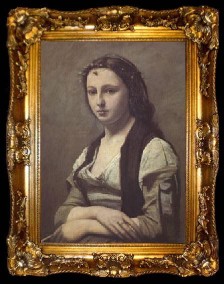 framed  Jean Baptiste Camille  Corot Woman with a Pearl (mk05), ta009-2